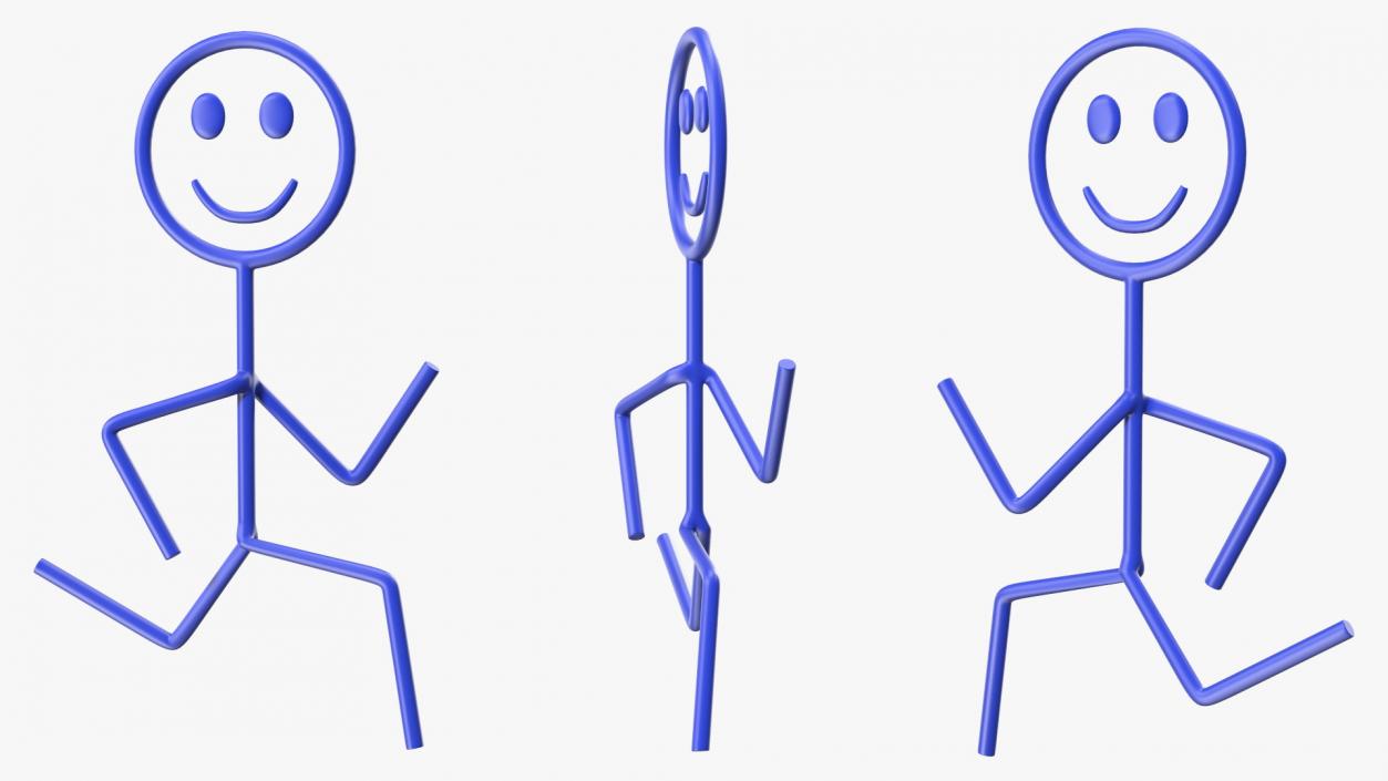 3D Simple Stickman Running Pose Blue model