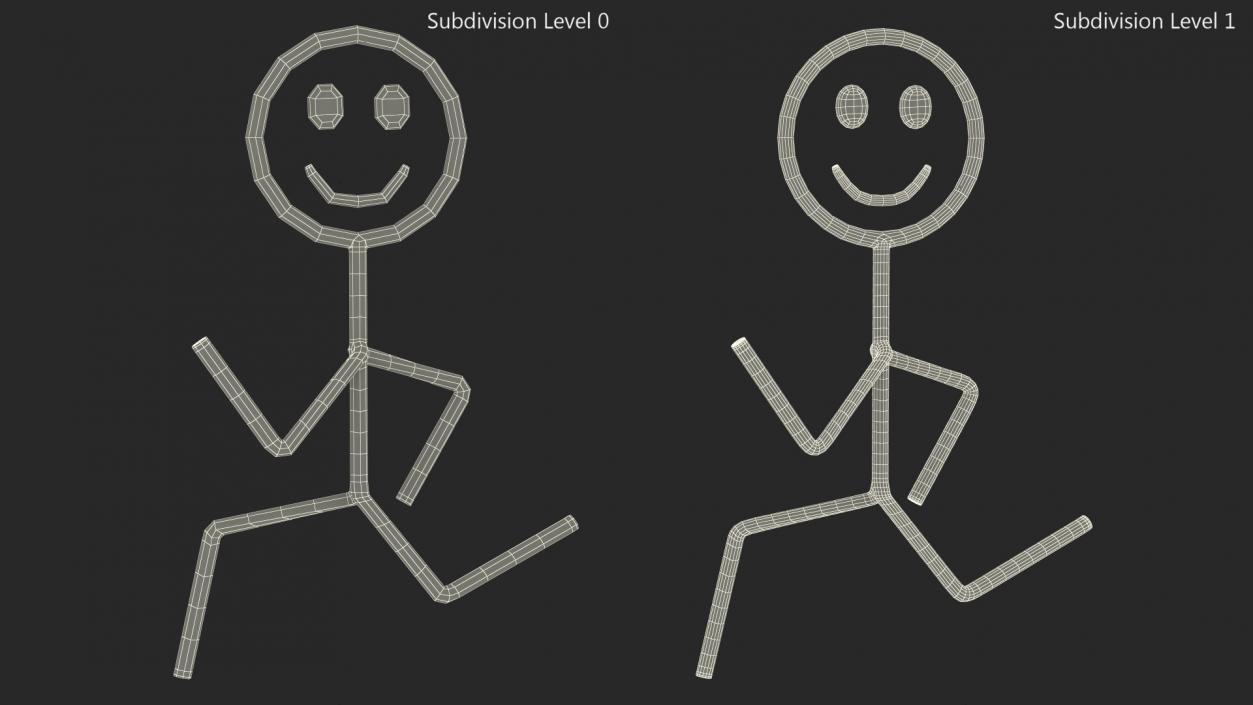 3D Simple Stickman Running Pose Blue model