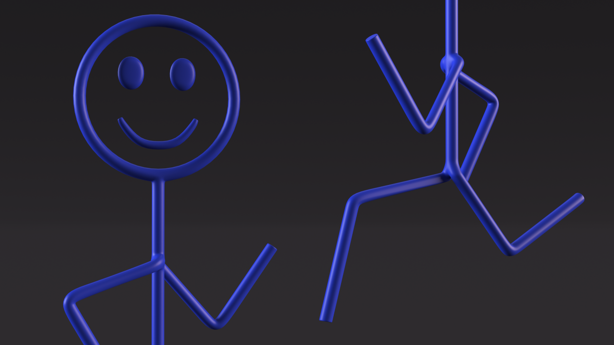 3D Simple Stickman Running Pose Blue model