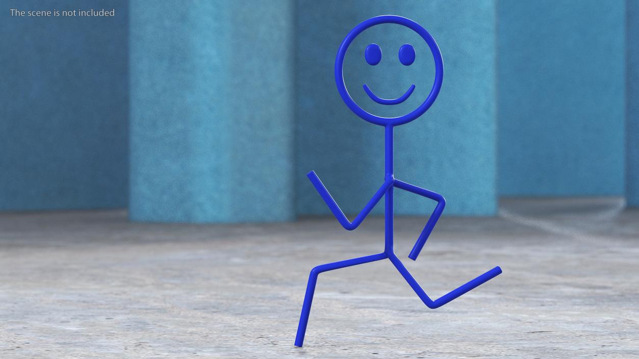 3D Simple Stickman Running Pose Blue model