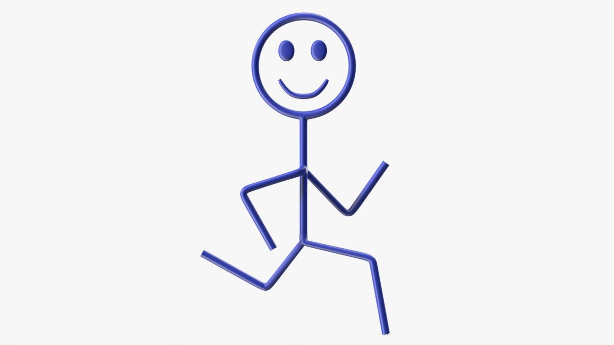 3D Simple Stickman Running Pose Blue model