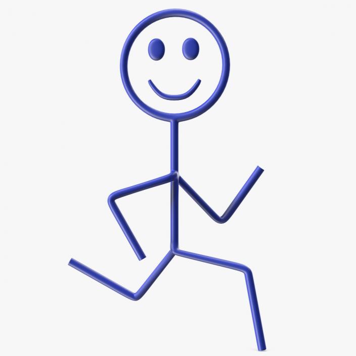 3D Simple Stickman Running Pose Blue model