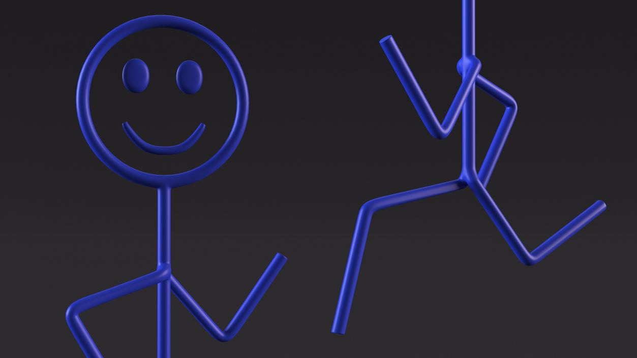 3D Simple Stickman Running Pose Blue model