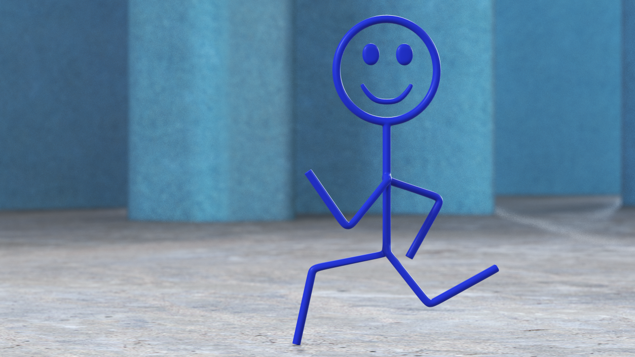 3D Simple Stickman Running Pose Blue model