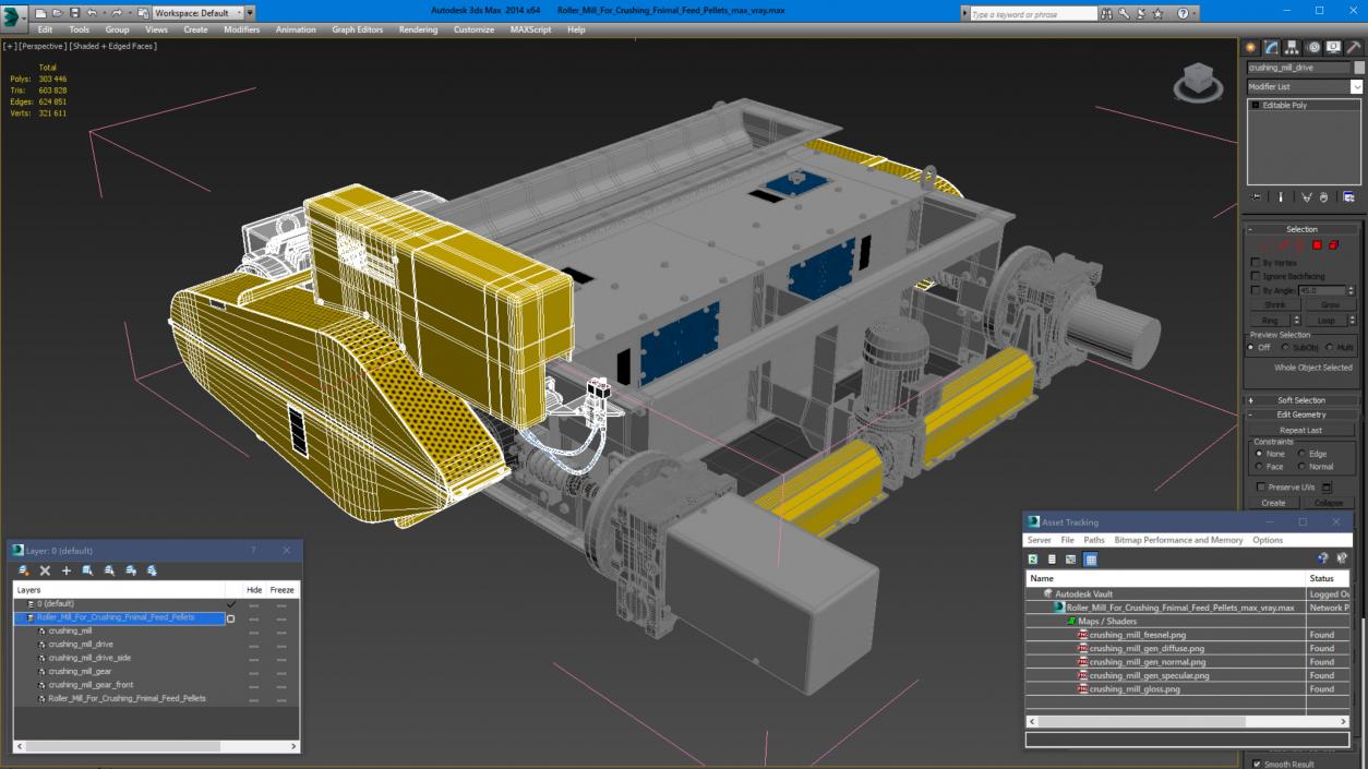 Roller Mill For Crushing Animal Feed Pellets 3D model