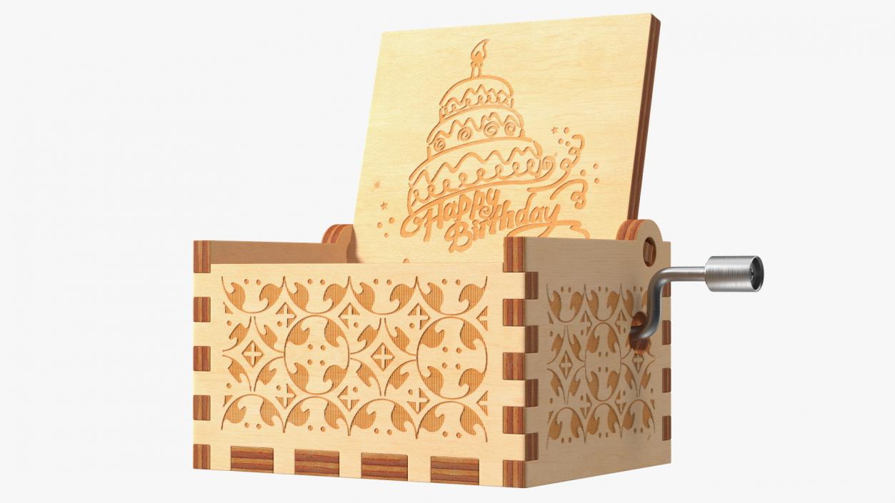 Wooden Hand Crank Music Box 3D