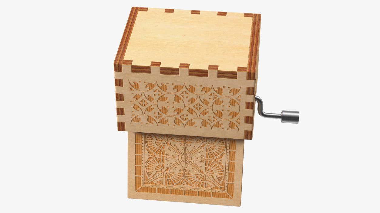 Wooden Hand Crank Music Box 3D