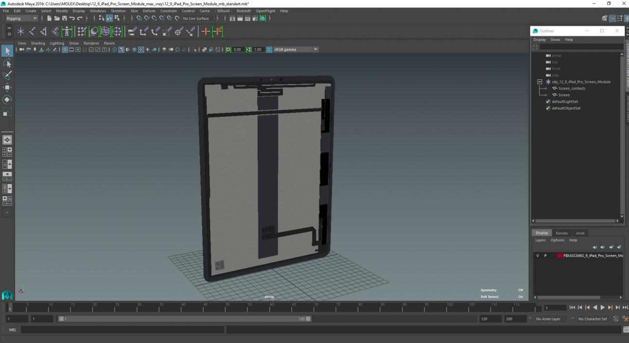 12 9 iPad Pro Screen Module 3D