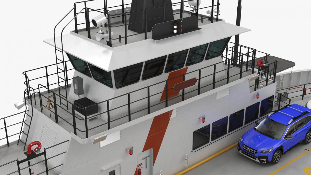 3D model Ferry Ship with Brand Vehicles