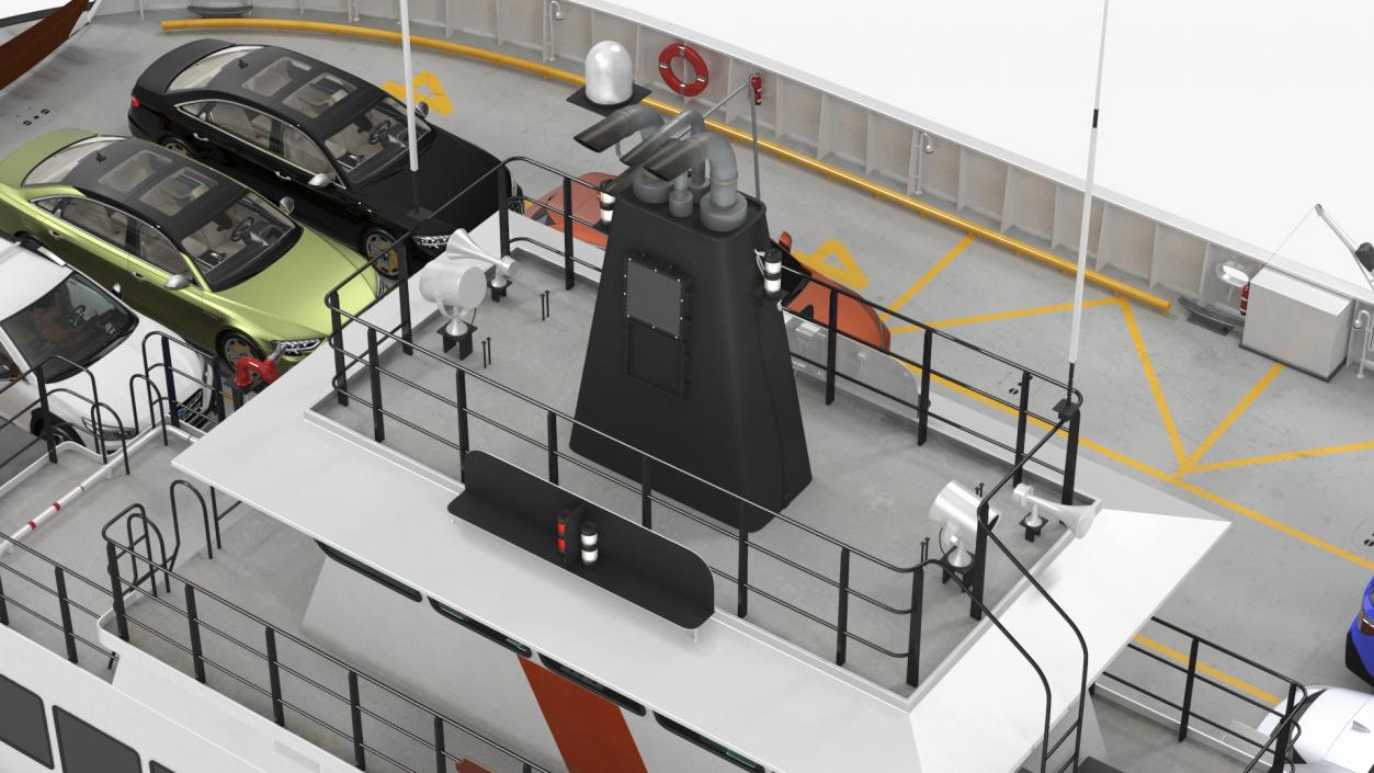 3D model Ferry Ship with Brand Vehicles