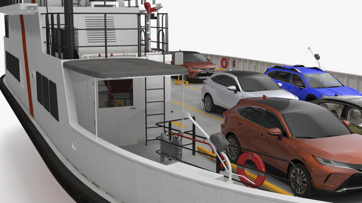 3D model Ferry Ship with Brand Vehicles