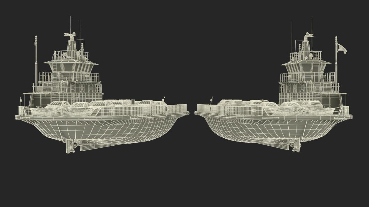 3D model Ferry Ship with Brand Vehicles