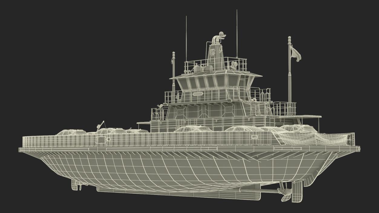 3D model Ferry Ship with Brand Vehicles