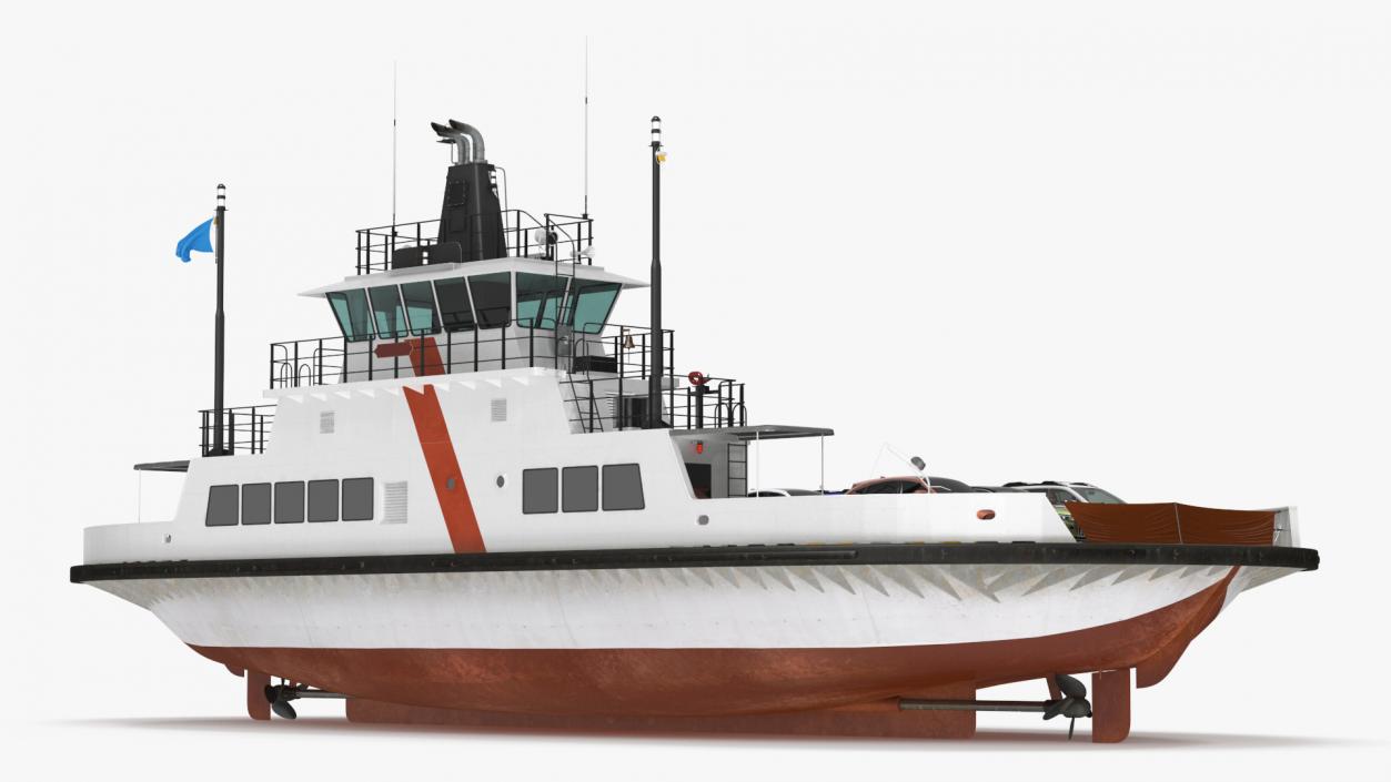 3D model Ferry Ship with Brand Vehicles