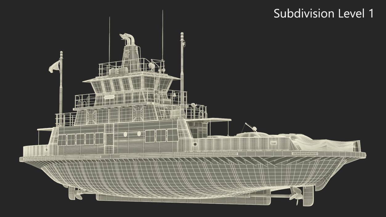 3D model Ferry Ship with Brand Vehicles