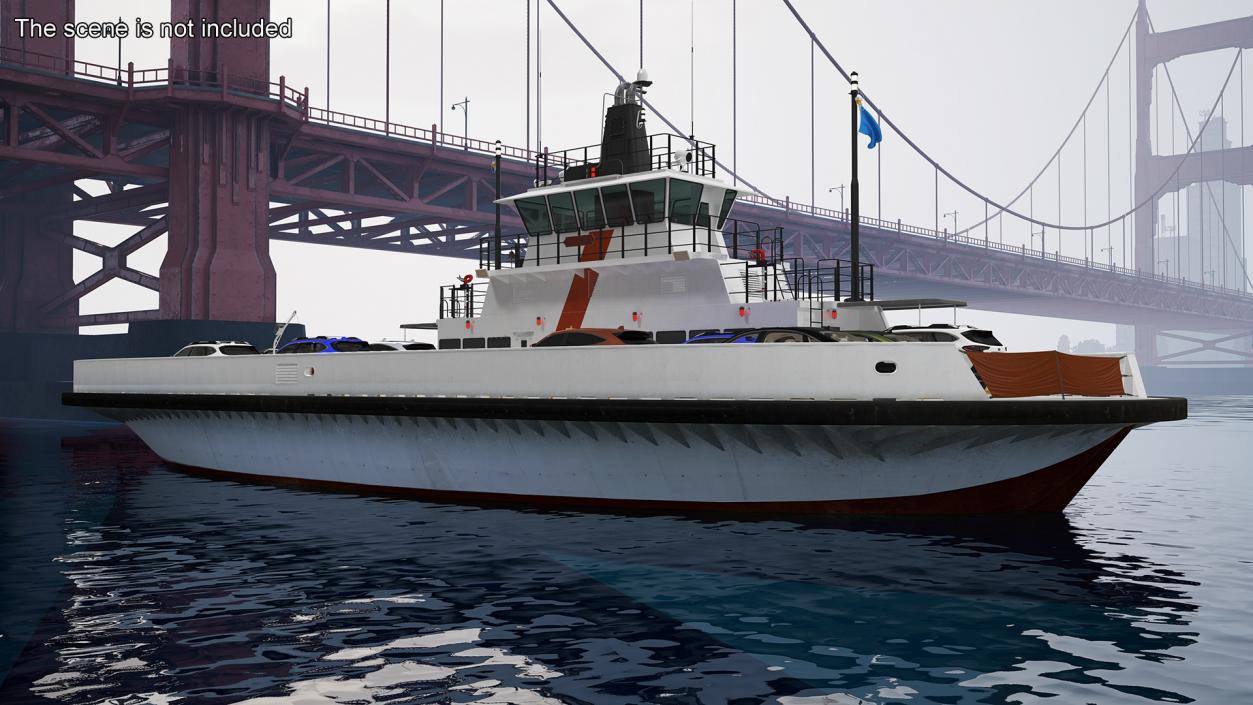 3D model Ferry Ship with Brand Vehicles