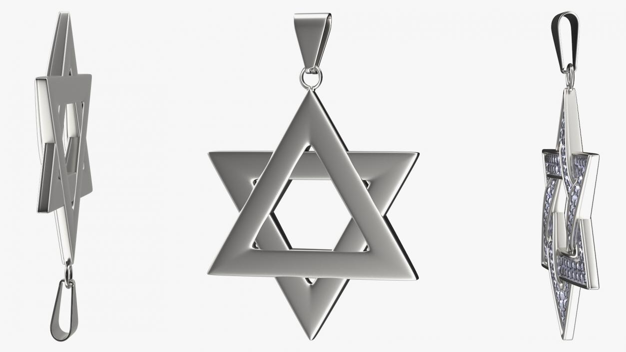 3D Star of David Necklace with Diamonds