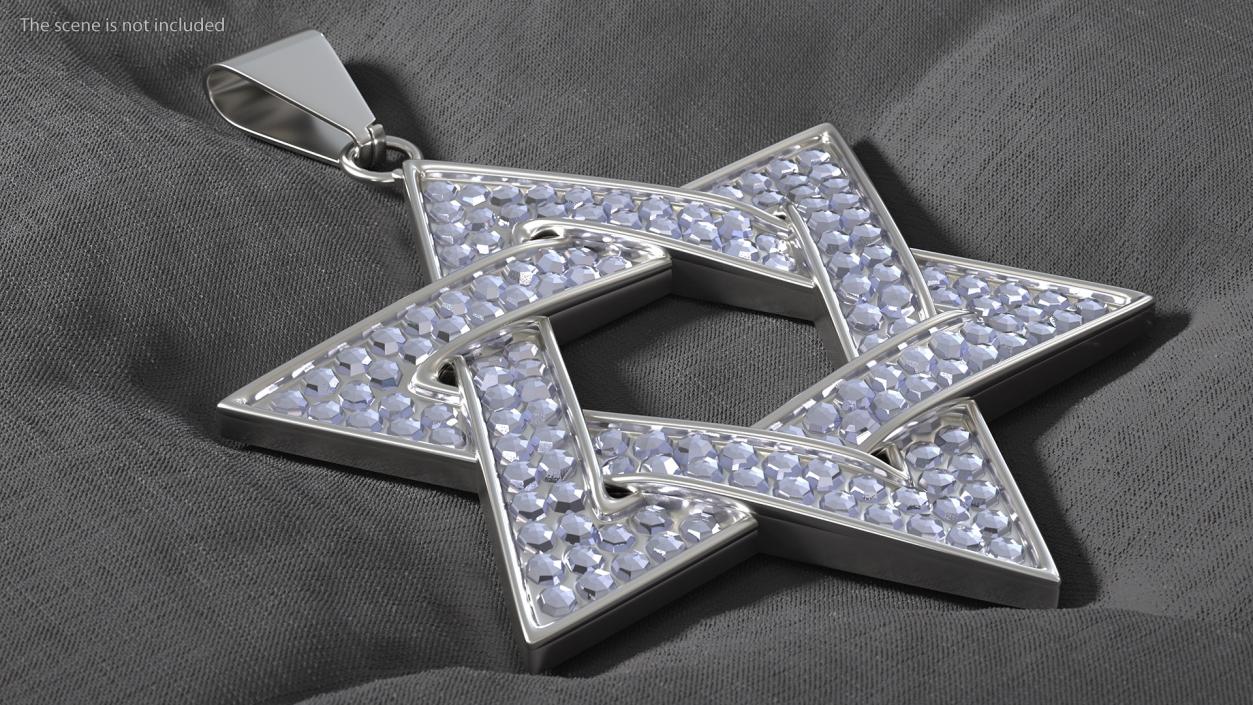 3D Star of David Necklace with Diamonds