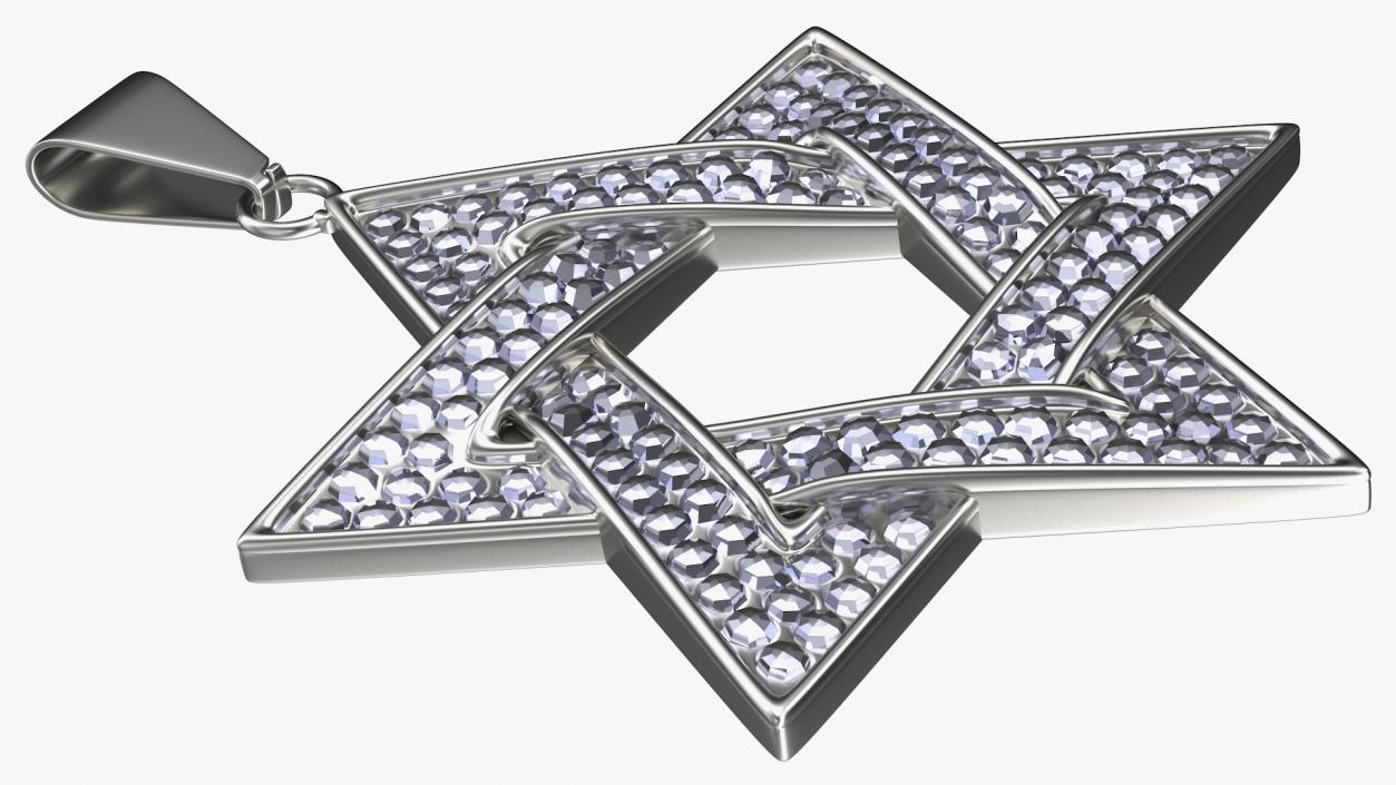 3D Star of David Necklace with Diamonds