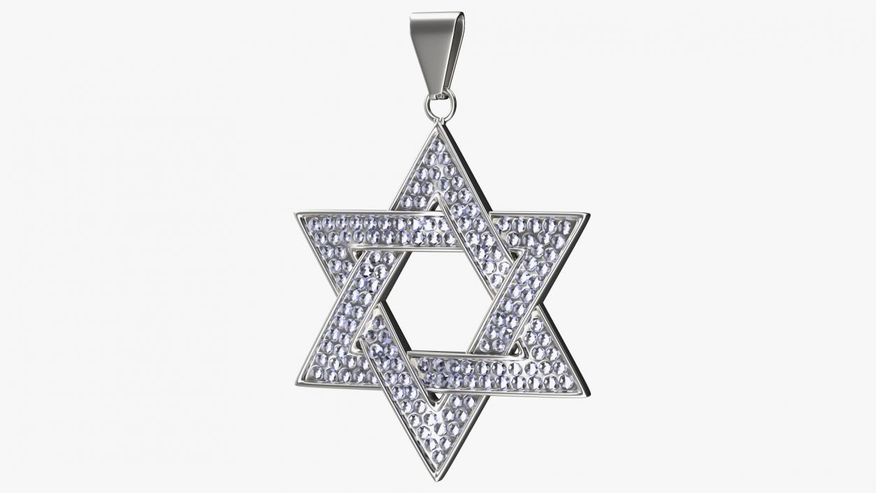 3D Star of David Necklace with Diamonds