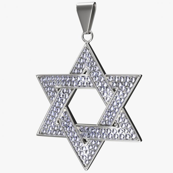 3D Star of David Necklace with Diamonds