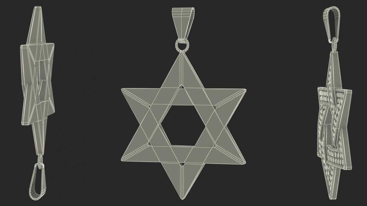 3D Star of David Necklace with Diamonds