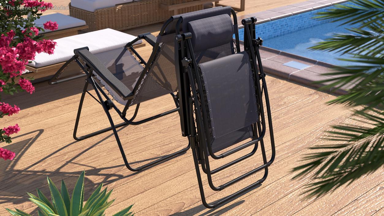 Black Lounge Chair in Folded State 3D model