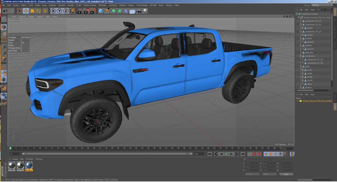 3D Toyota Tacoma TRD Pro Voodoo Blue 2021 model