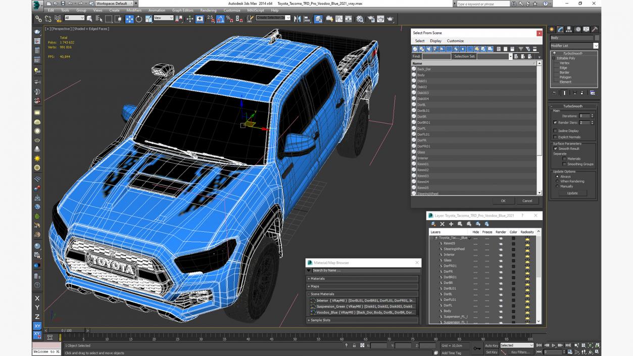 3D Toyota Tacoma TRD Pro Voodoo Blue 2021 model