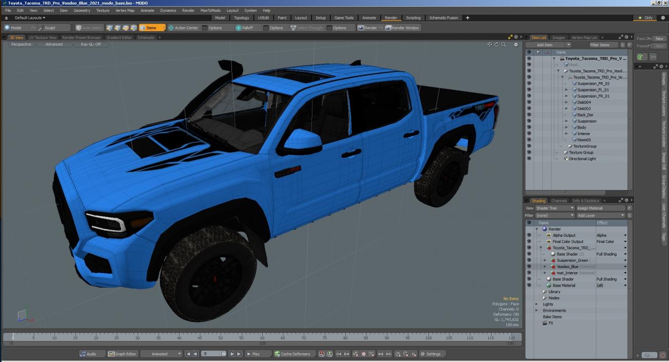 3D Toyota Tacoma TRD Pro Voodoo Blue 2021 model