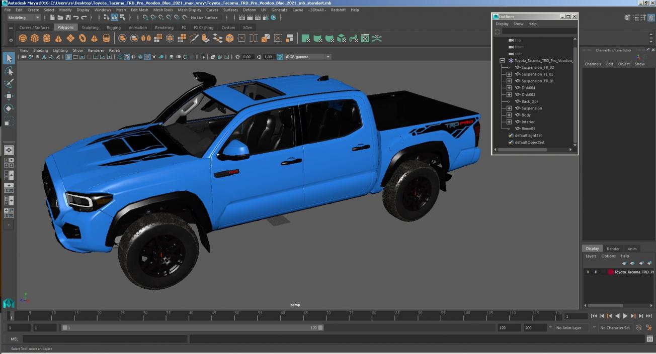 3D Toyota Tacoma TRD Pro Voodoo Blue 2021 model