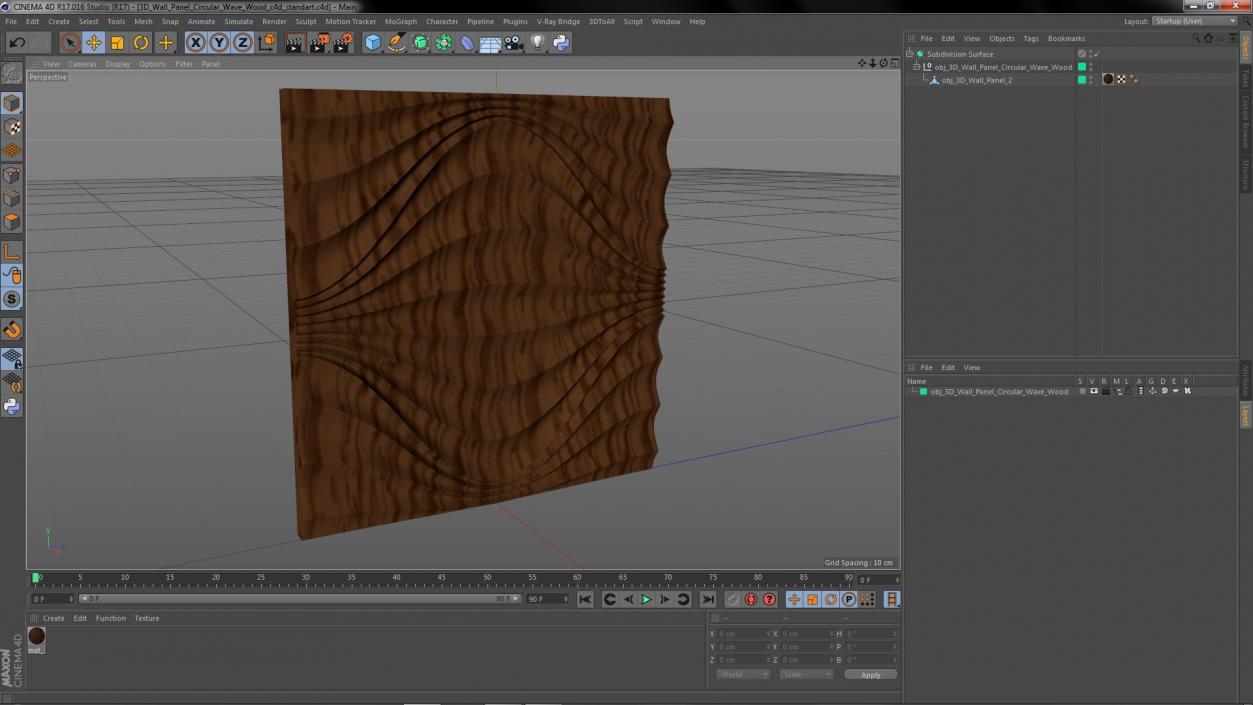 Wall Panel Circular Wave Wood 3D model