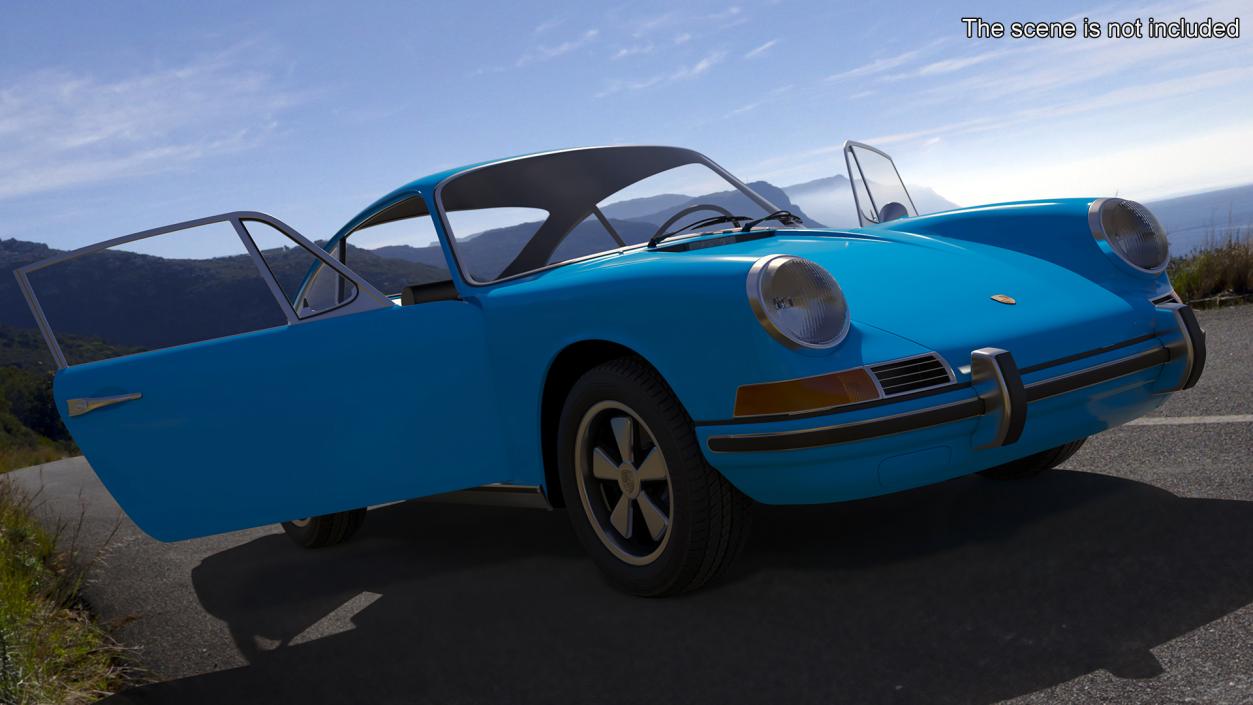 Porsche 911 1968 Blue Simplified 2 3D model