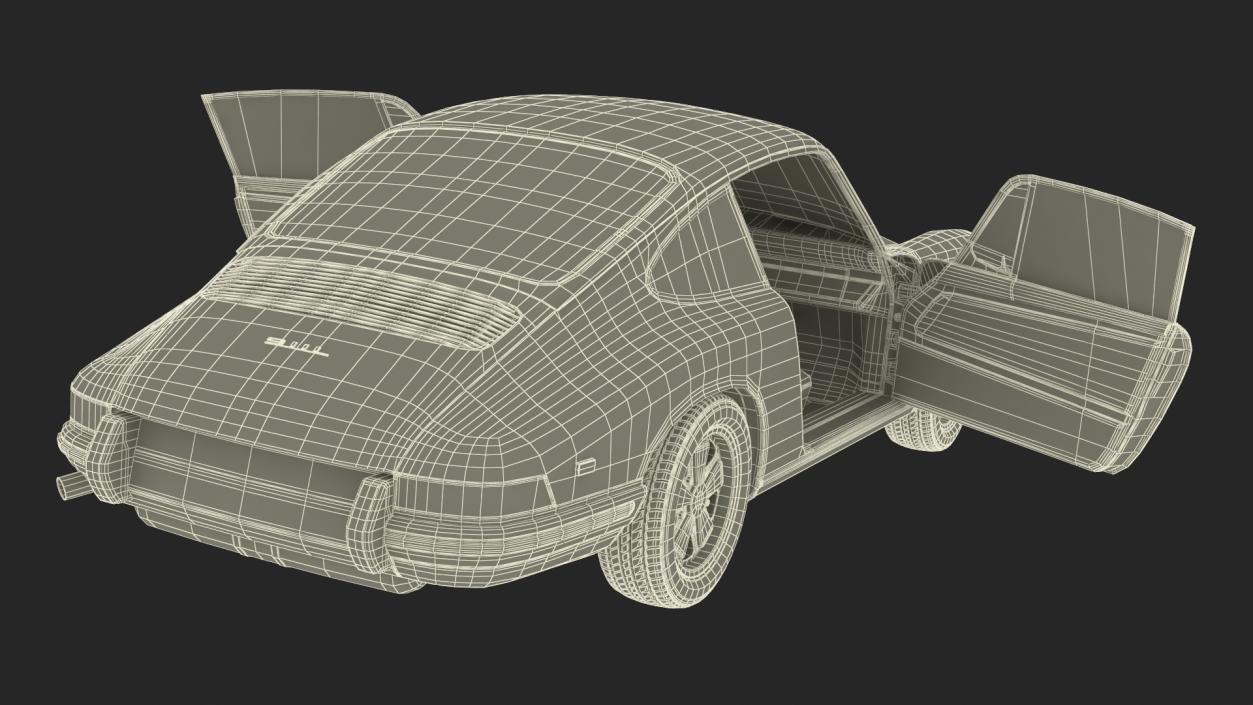 Porsche 911 1968 Blue Simplified 2 3D model