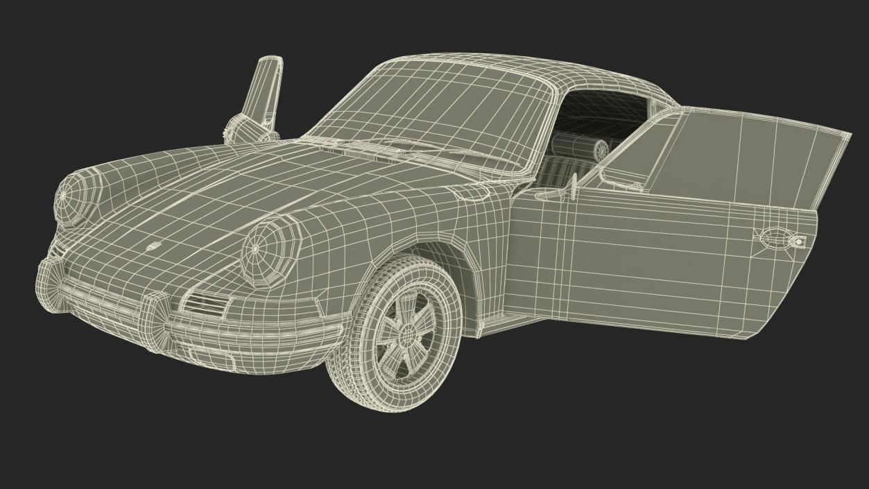 Porsche 911 1968 Blue Simplified 2 3D model