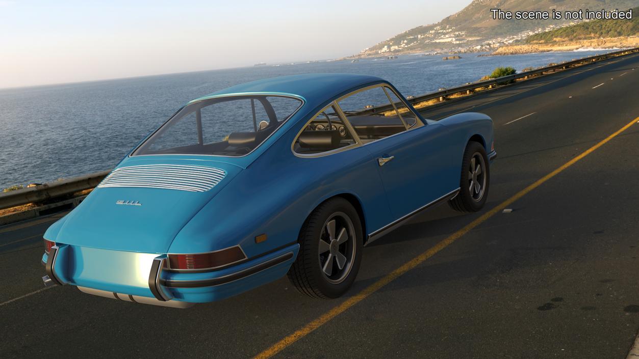 Porsche 911 1968 Blue Simplified 2 3D model