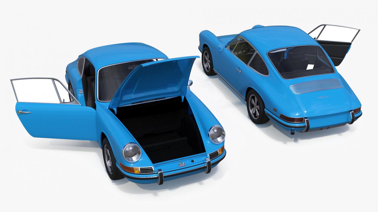 Porsche 911 1968 Blue Simplified 2 3D model