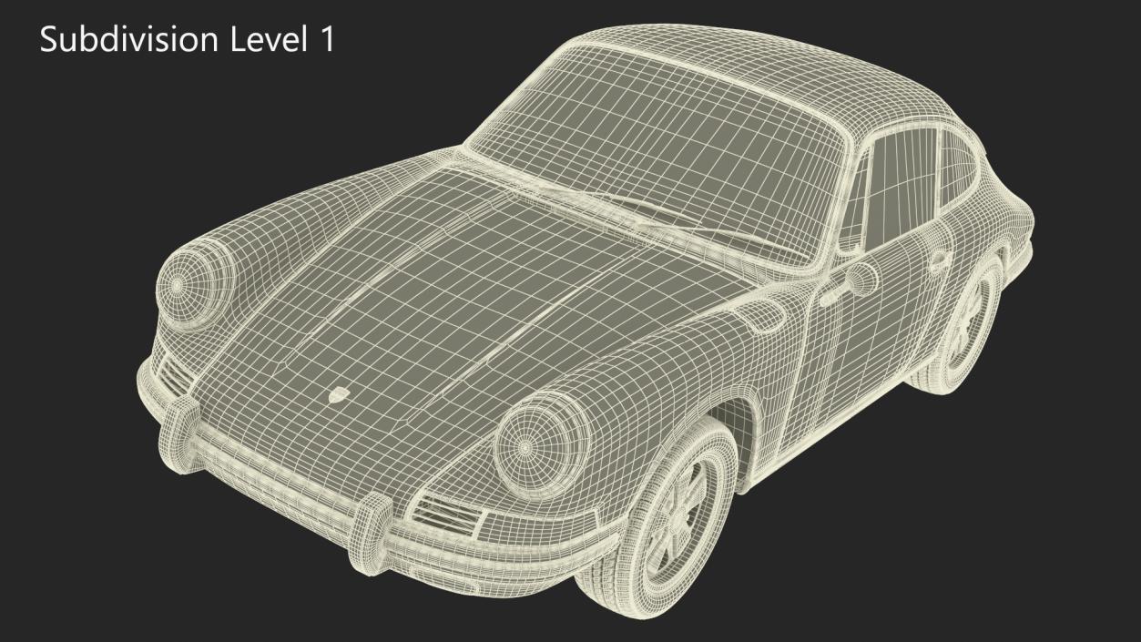 Porsche 911 1968 Blue Simplified 2 3D model