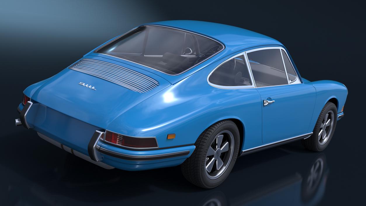 Porsche 911 1968 Blue Simplified 2 3D model