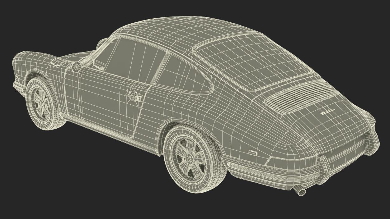 Porsche 911 1968 Blue Simplified 2 3D model