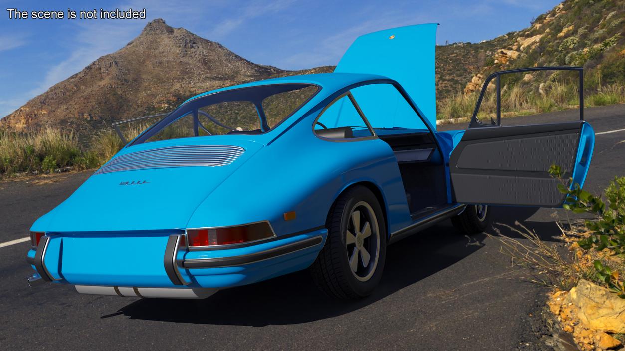 Porsche 911 1968 Blue Simplified 2 3D model