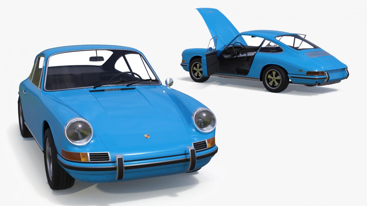 Porsche 911 1968 Blue Simplified 2 3D model