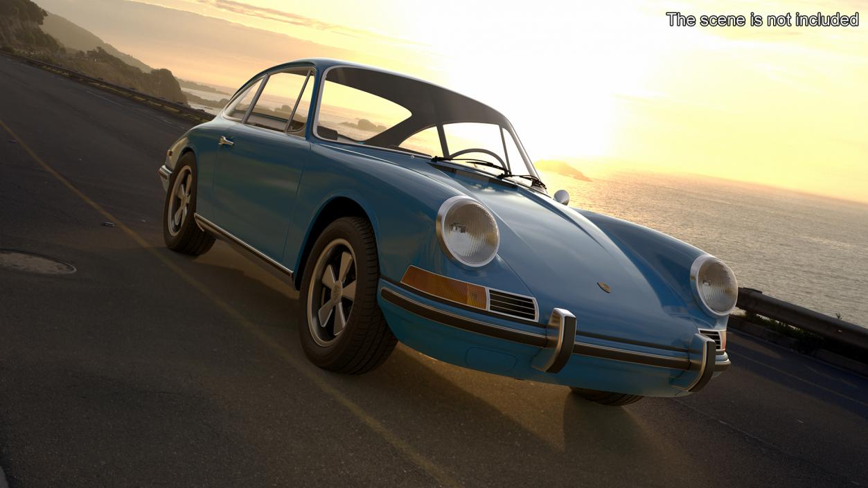 Porsche 911 1968 Blue Simplified 2 3D model