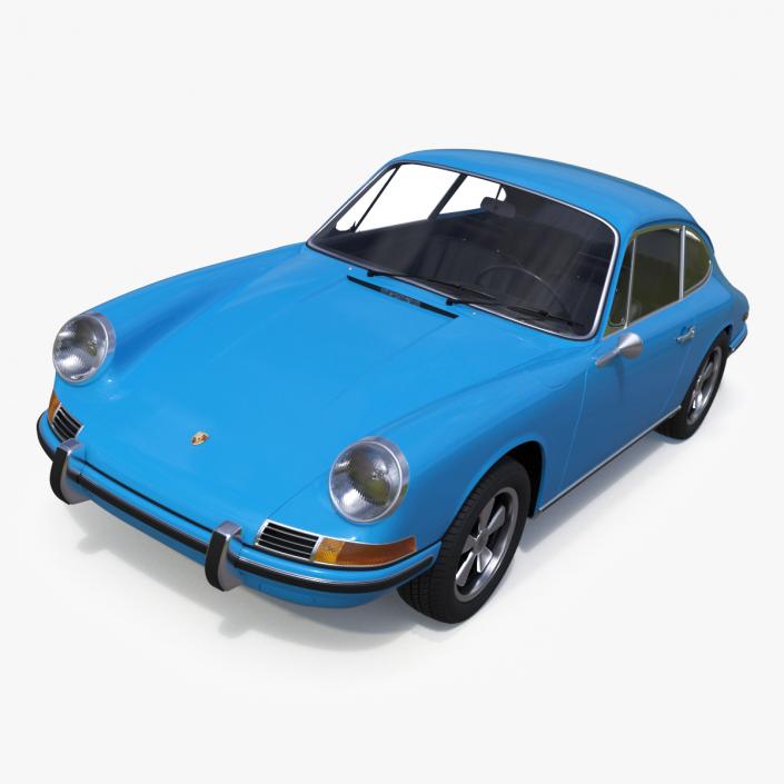 Porsche 911 1968 Blue Simplified 2 3D model