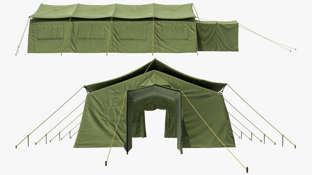 3D Military Temper Tent Green