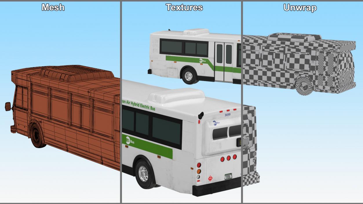 3D model City Transit Bus MTA Q53 Simple Interior