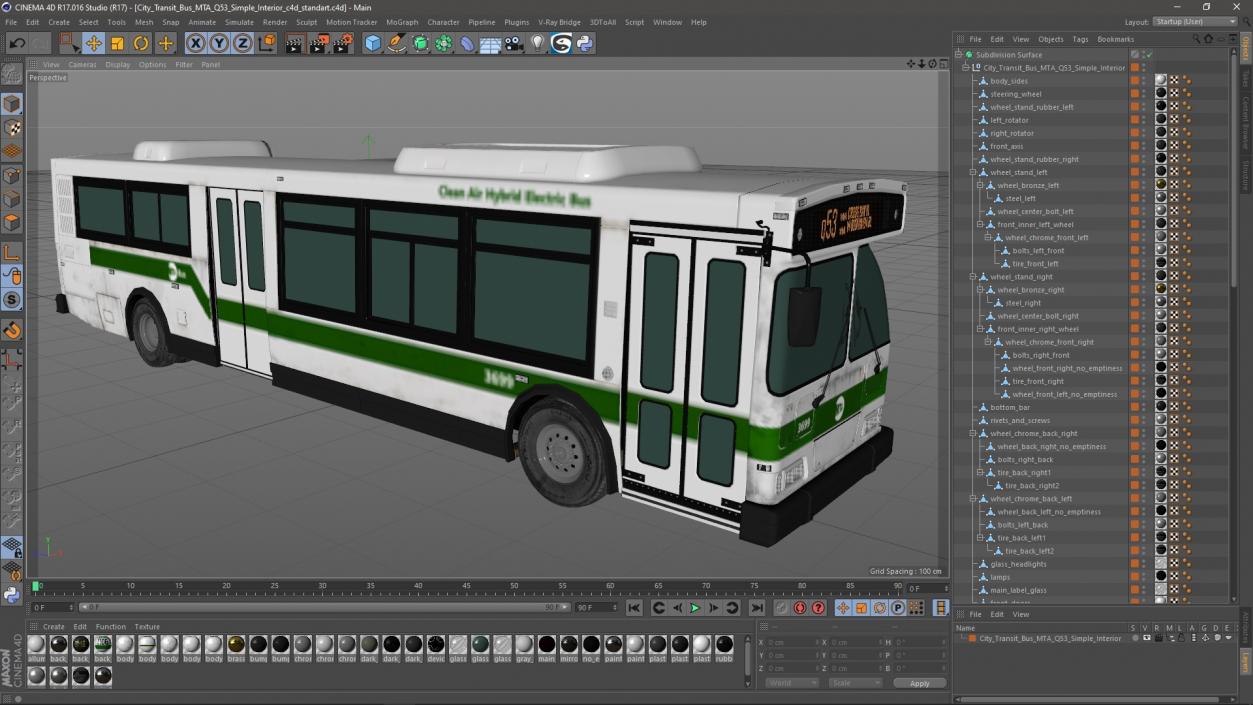 3D model City Transit Bus MTA Q53 Simple Interior