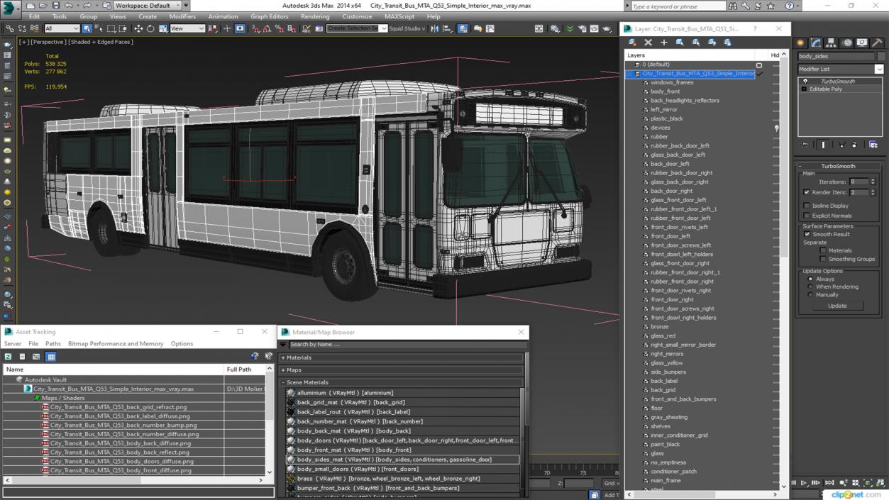 3D model City Transit Bus MTA Q53 Simple Interior