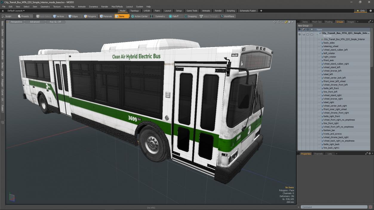 3D model City Transit Bus MTA Q53 Simple Interior