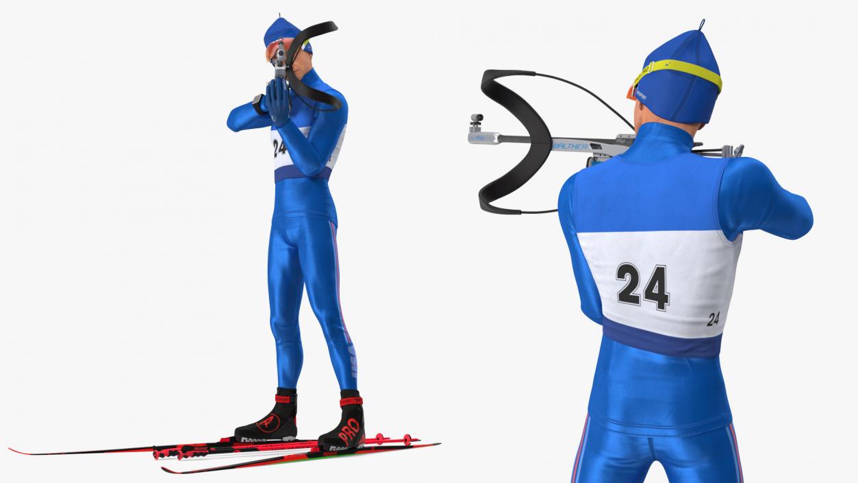 Biathlete Fully Equipped USA Team Standing Pose 3D